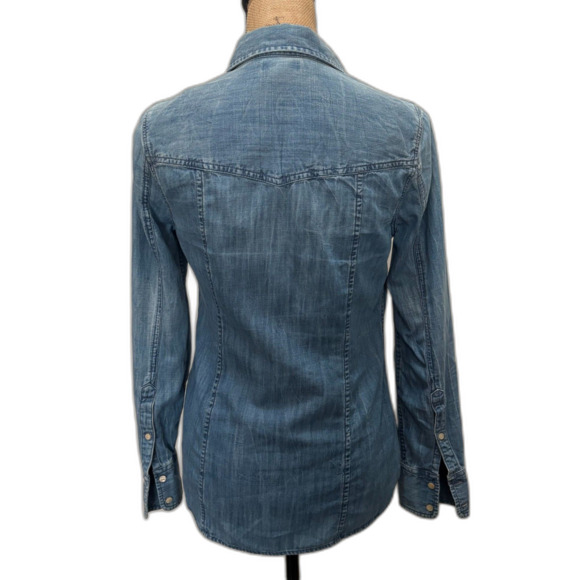 J. Crew Western Chambray Shirt Button Up Cotton Lyocell #E7338 Womens Size 2 - Picture 2 of 5